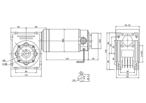 90mm Worm Gear DC Motor 250W 12V 24V D Shaft Type 50rpm YLP 80BL-154-3