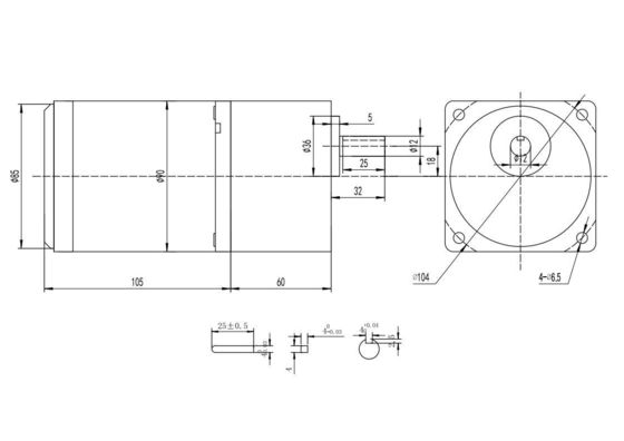 Adjustable Speed 60mm 24v 5w Easy-to-Operate Brushed DC Motor YLP 80BL-154-3